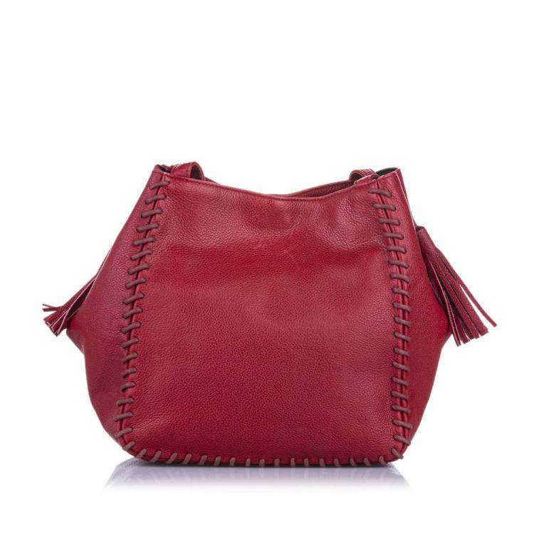 Pre Owned Saint Laurent Paris Red Calf Leather Shoulder Bag