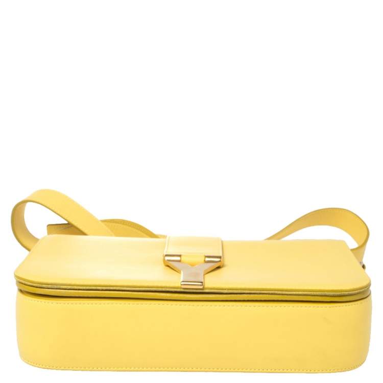 Pre Owned Saint Laurent Yellow Leather Ligne Y Crossbody Bag