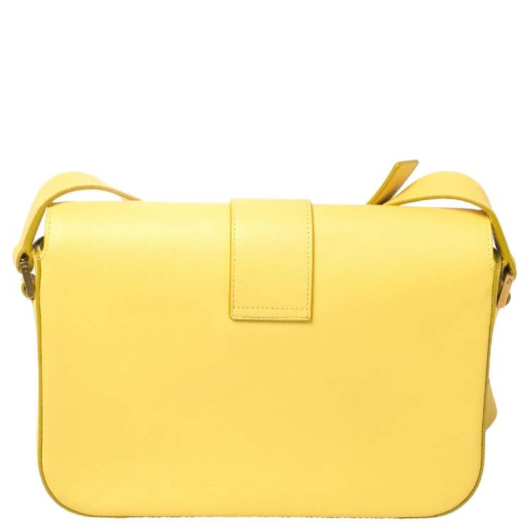 Pre Owned Saint Laurent Yellow Leather Ligne Y Crossbody Bag