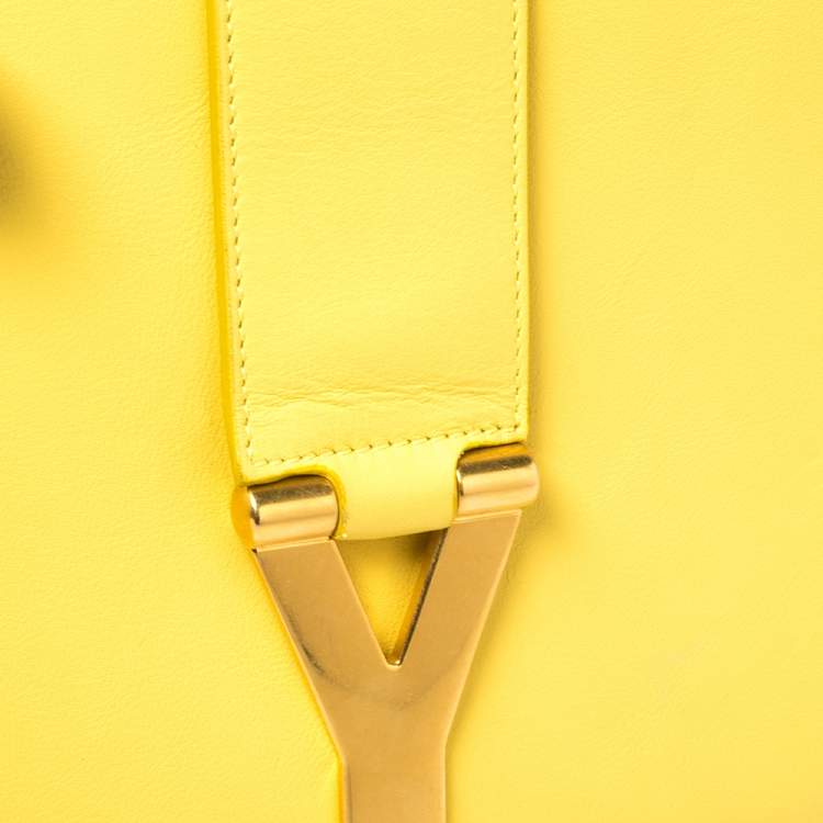 Pre Owned Saint Laurent Yellow Leather Ligne Y Crossbody Bag