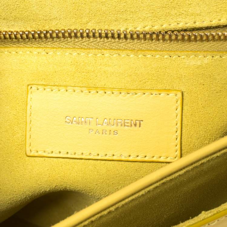 Pre Owned Saint Laurent Yellow Leather Ligne Y Crossbody Bag