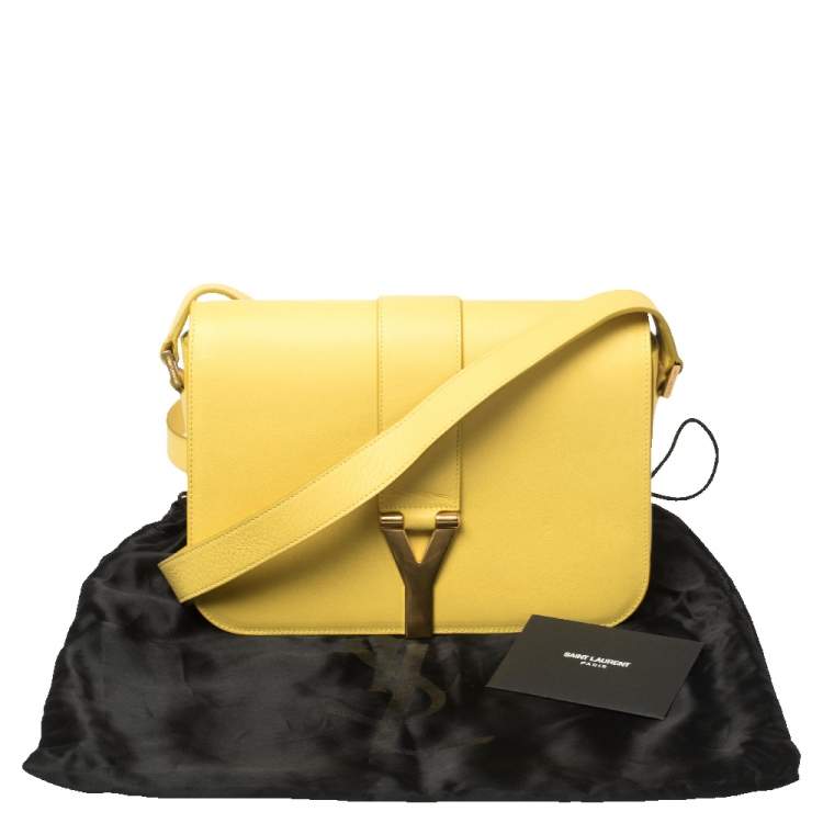 Pre Owned Saint Laurent Yellow Leather Ligne Y Crossbody Bag