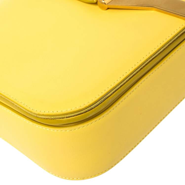 Pre Owned Saint Laurent Yellow Leather Ligne Y Crossbody Bag
