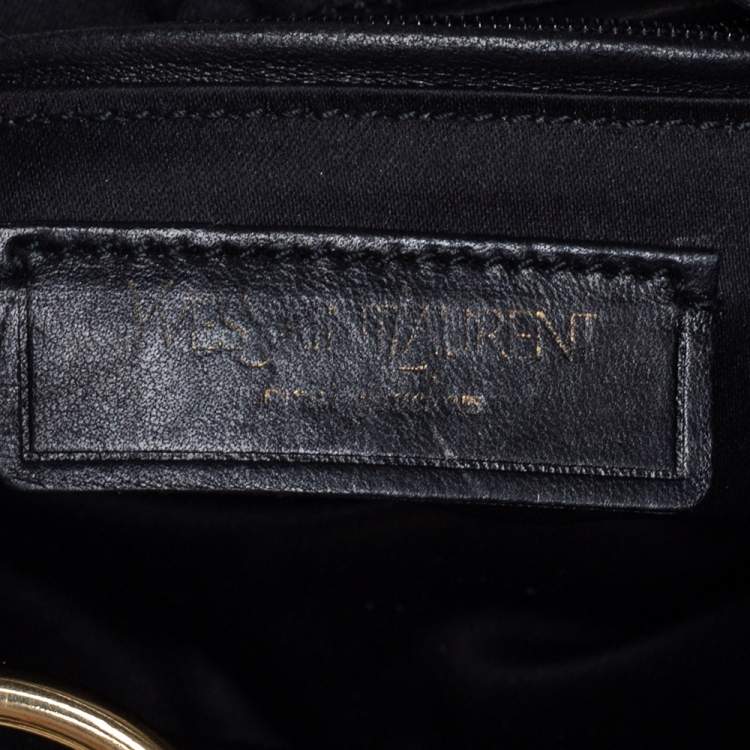 Pre Owned Saint Laurent Black Fringed Suede  and Leather La Boheme Hobo