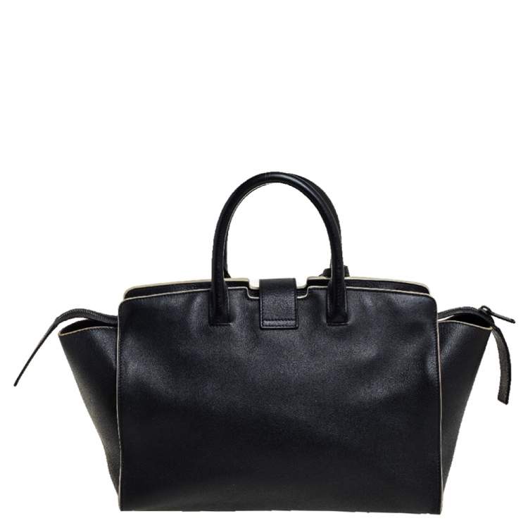 Pre Owned Saint Laurent Black Leather Small Downtown Cabas Tote