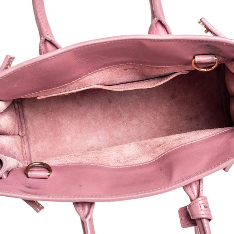 Pre Owned Saint Laurent Pink Leather Nano Classic Sac De Jour Tote