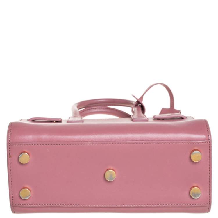 Pre Owned Saint Laurent Pink Leather Nano Classic Sac De Jour Tote