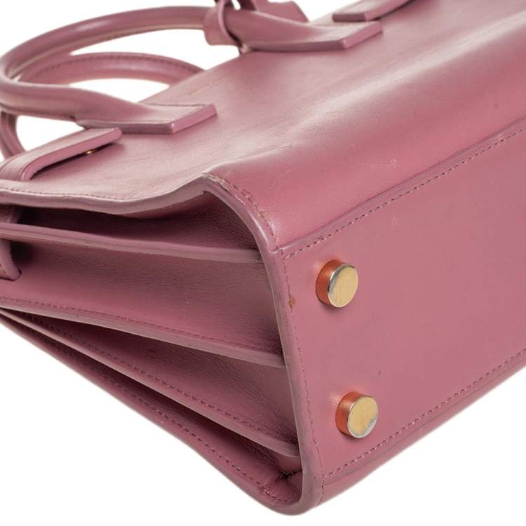 Pre Owned Saint Laurent Pink Leather Nano Classic Sac De Jour Tote