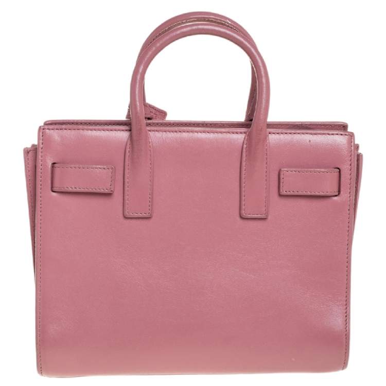 Pre Owned Saint Laurent Pink Leather Nano Classic Sac De Jour Tote