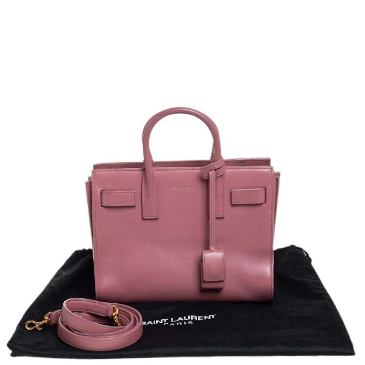Pre Owned Saint Laurent Pink Leather Nano Classic Sac De Jour Tote