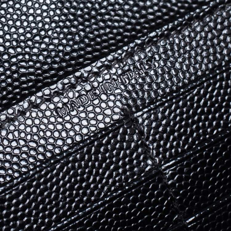 Pre Owned Saint Laurent Black Matelassé Leather Monogram Envelope Wallet