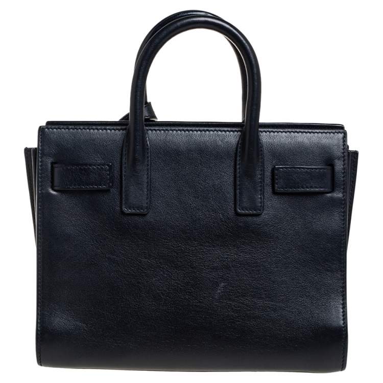 Pre Owned Saint Laurent Navy Blue Leather Nano Classic Sac De Jour Tote