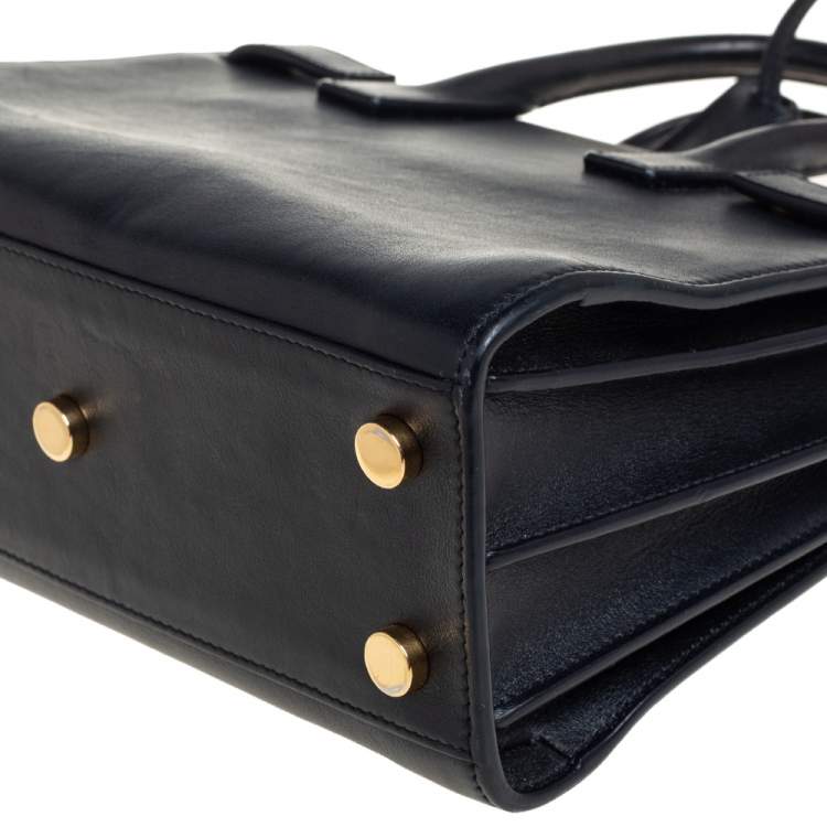 Pre Owned Saint Laurent Navy Blue Leather Nano Classic Sac De Jour Tote
