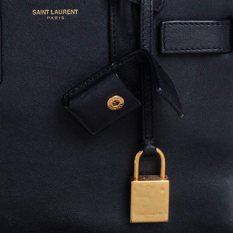 Pre Owned Saint Laurent Navy Blue Leather Nano Classic Sac De Jour Tote