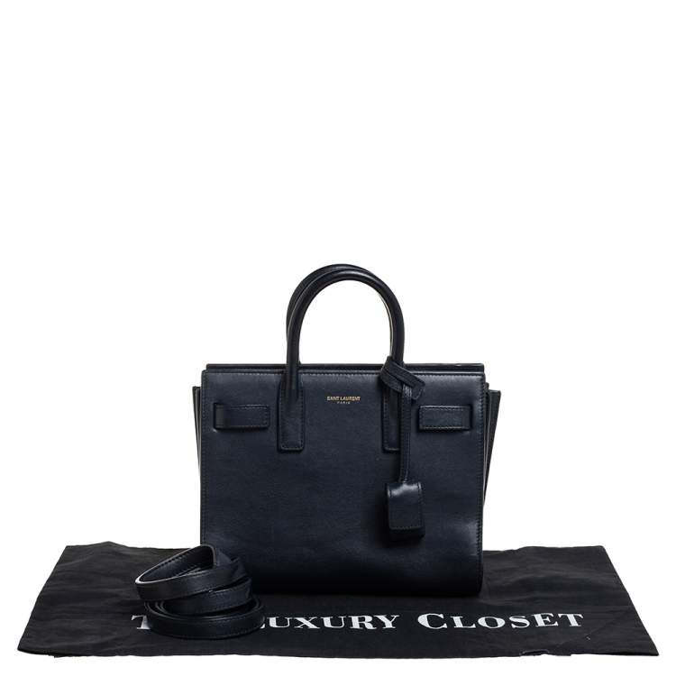 Pre Owned Saint Laurent Navy Blue Leather Nano Classic Sac De Jour Tote