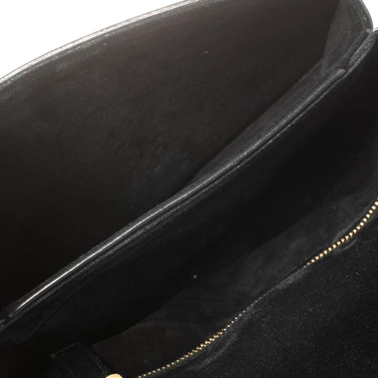 Pre Owned Saint Laurent Black Leather Medium Chyc Flap Bag