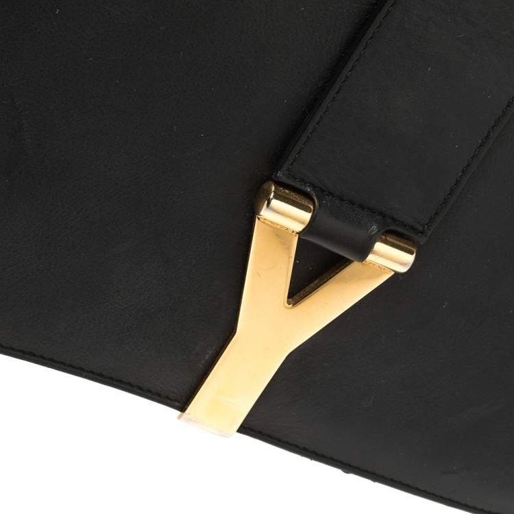 Pre Owned Saint Laurent Black Leather Medium Chyc Flap Bag