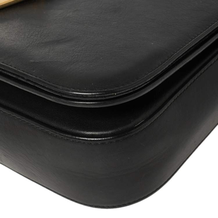 Pre Owned Saint Laurent Black Leather Medium Chyc Flap Bag