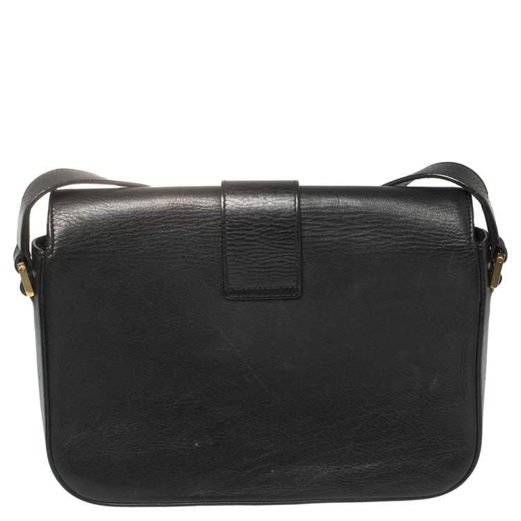 Pre Owned Saint Laurent Black Leather Medium Chyc Flap Bag