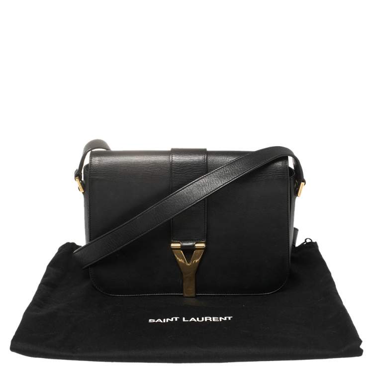Pre Owned Saint Laurent Black Leather Medium Chyc Flap Bag