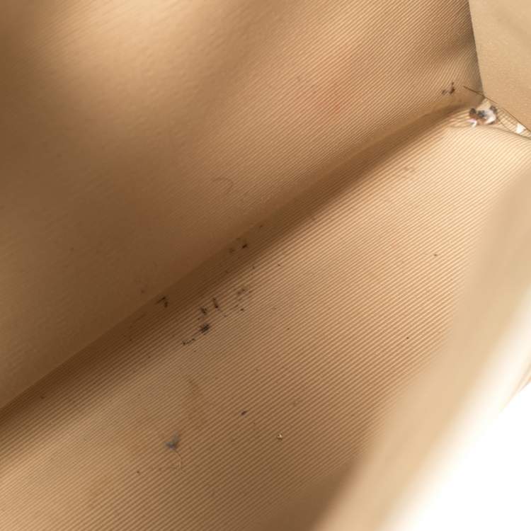 Pre Owned Saint Laurent Beige Matelassé Leather Large Cassandre Flap Bag