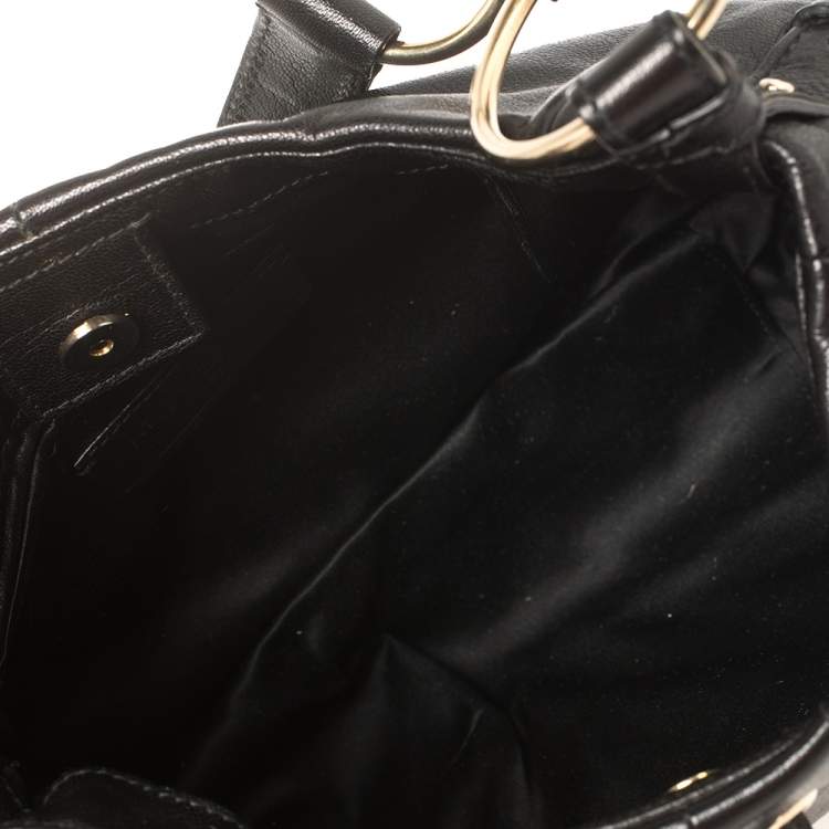 Pre Owned Yves Saint Laurent Black Leather Ring Hobo
