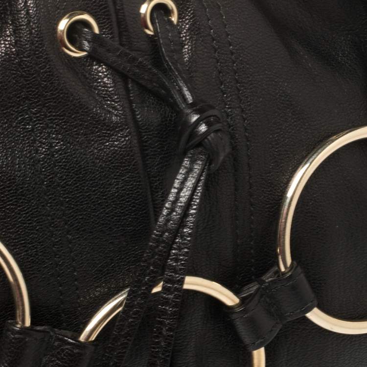 Pre Owned Yves Saint Laurent Black Leather Ring Hobo
