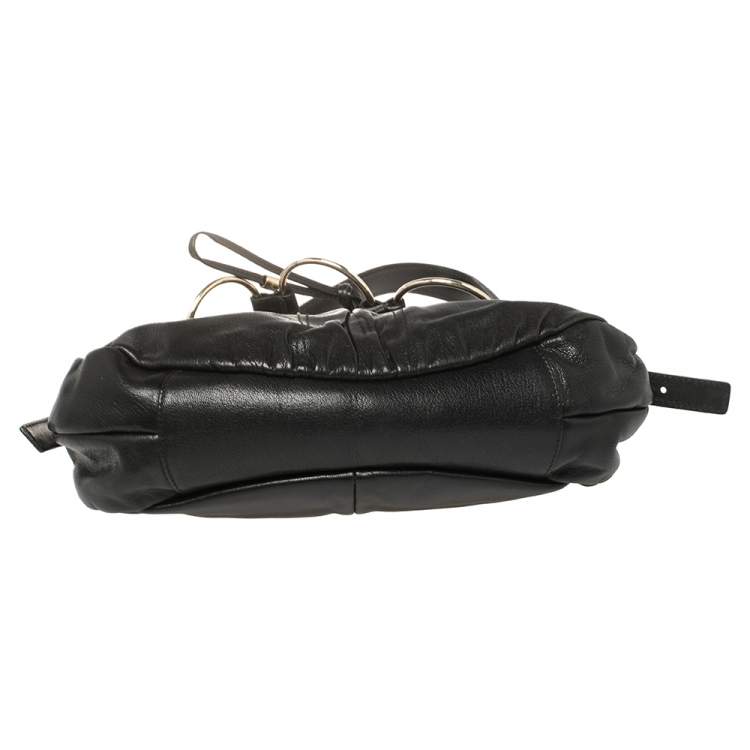 Pre Owned Yves Saint Laurent Black Leather Ring Hobo