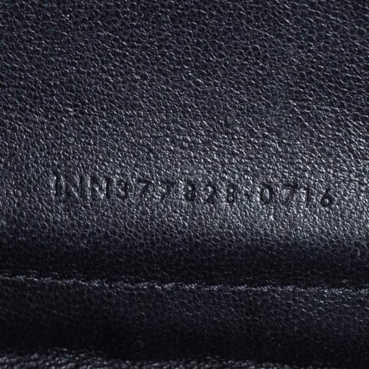 Pre Owned Saint Laurent Black Matelasse Leather Monogram Envelope Wallet on Chain