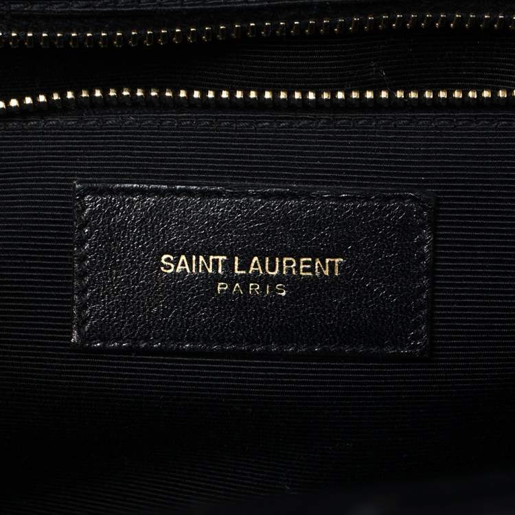 Pre Owned Saint Laurent Black Chevron Quilted Leather Monogram Envelope Shoulder Bag