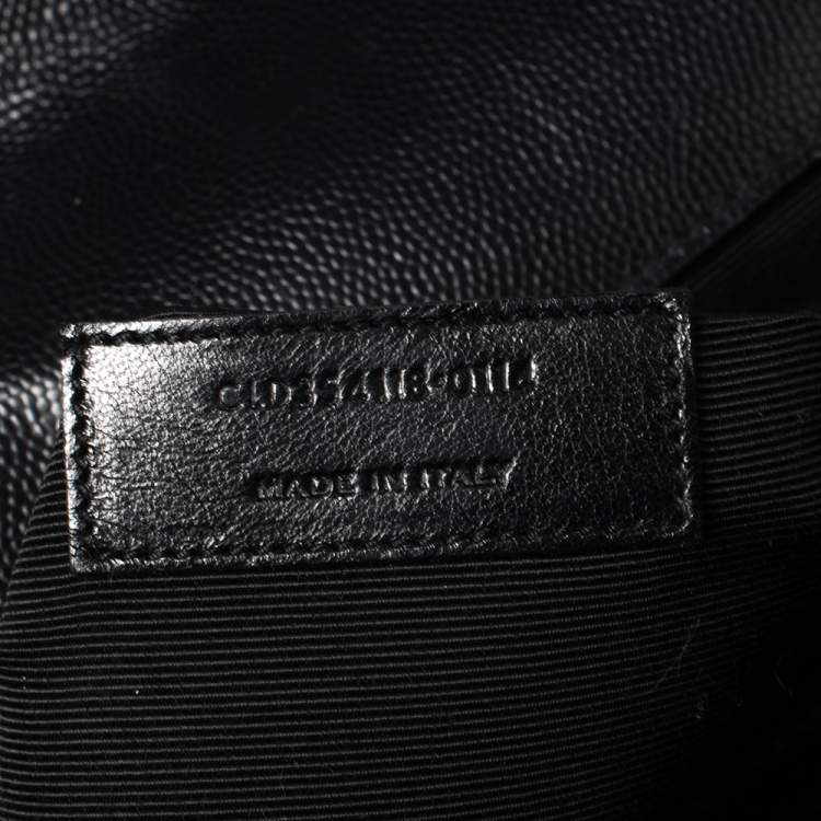 Pre Owned Saint Laurent Black Chevron Quilted Leather Monogram Envelope Shoulder Bag