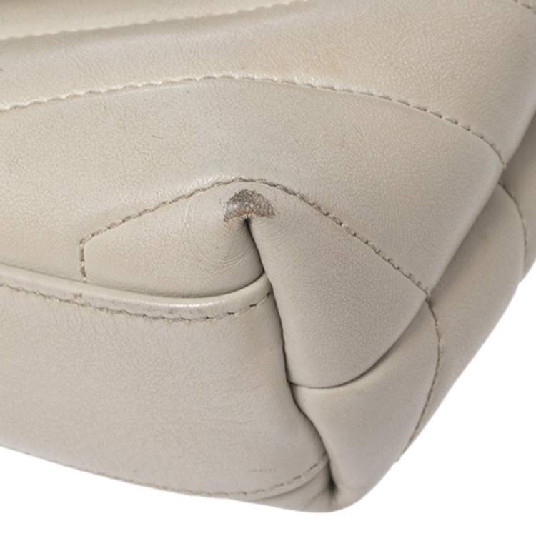 Pre Owned Saint Laurent Beige Matelassé Leather Loulou Crossbody Bag