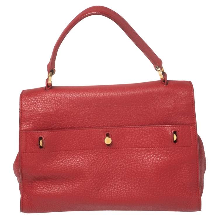 Pre Owned Saint Laurent Red Leather Muse Two Satchel