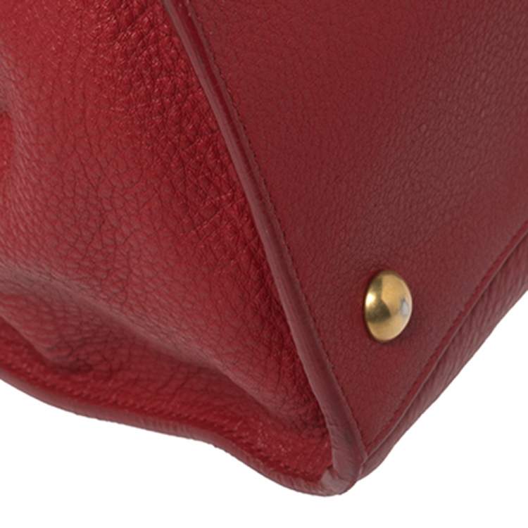 Pre Owned Saint Laurent Red Leather Muse Two Satchel