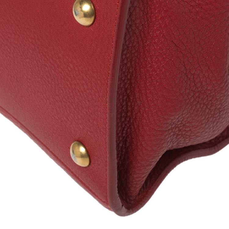 Pre Owned Saint Laurent Red Leather Muse Two Satchel