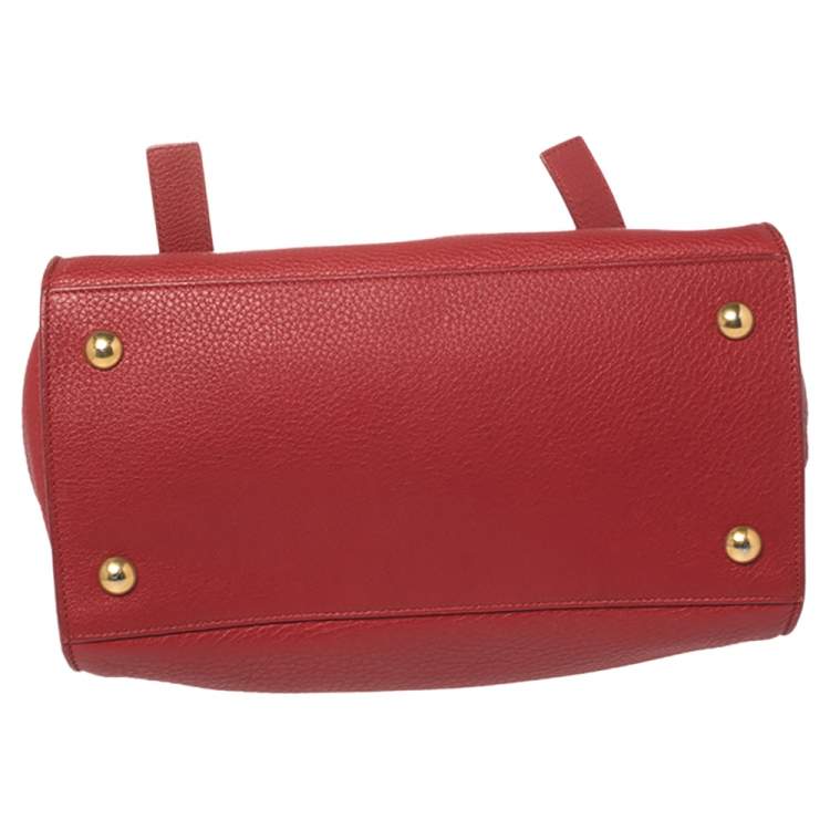 Pre Owned Saint Laurent Red Leather Muse Two Satchel
