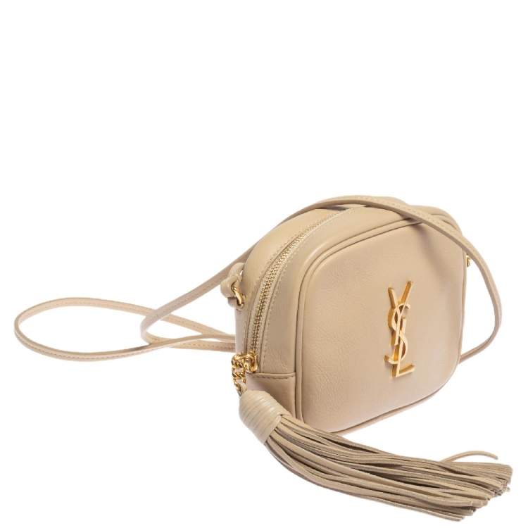 Pre Owned Saint Laurent Beige Leather Blogger Crossbody Bag
