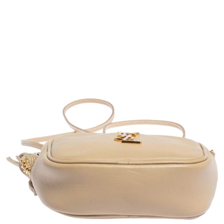Pre Owned Saint Laurent Beige Leather Blogger Crossbody Bag