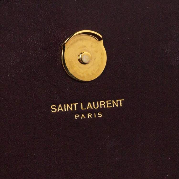 Pre Owned Saint Laurent Burgundy Velvet Monogram Kate Tassel Crossbody Bag