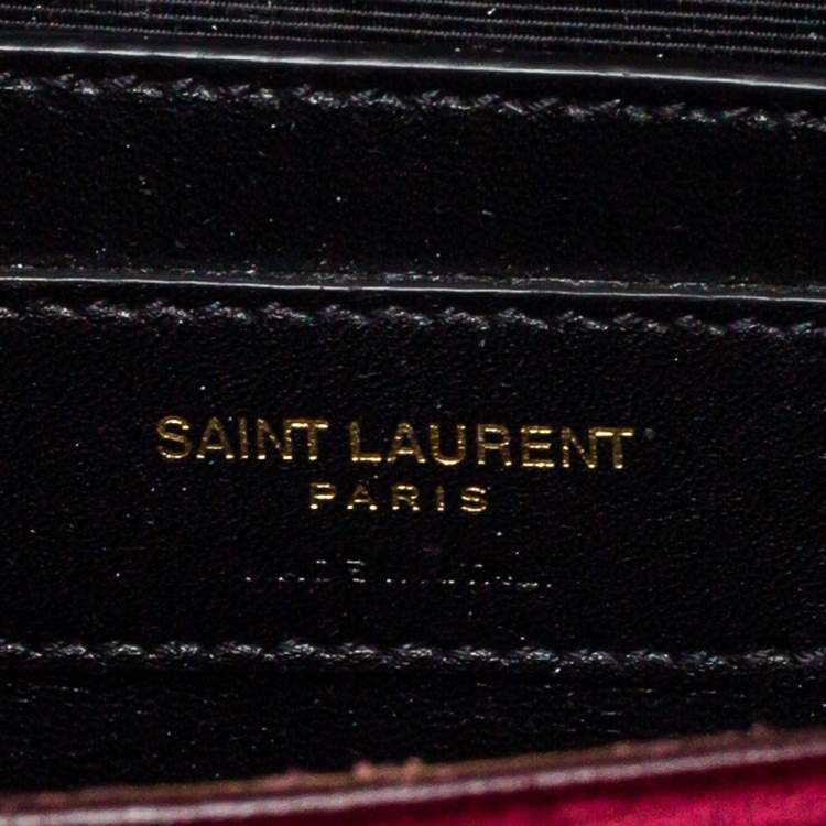 Pre Owned Saint Laurent Burgundy Velvet Monogram Kate Tassel Crossbody Bag