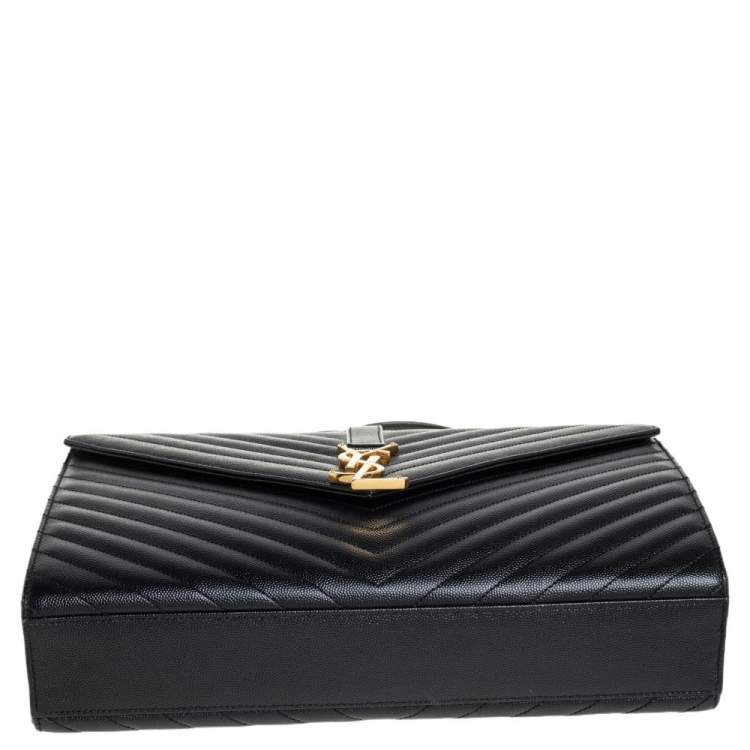 Pre Owned Saint Laurent Black Matelasse Leather Large Cassandre Flap Bag