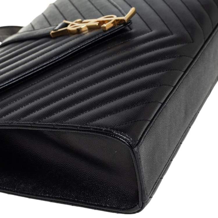 Pre Owned Saint Laurent Black Matelasse Leather Large Cassandre Flap Bag