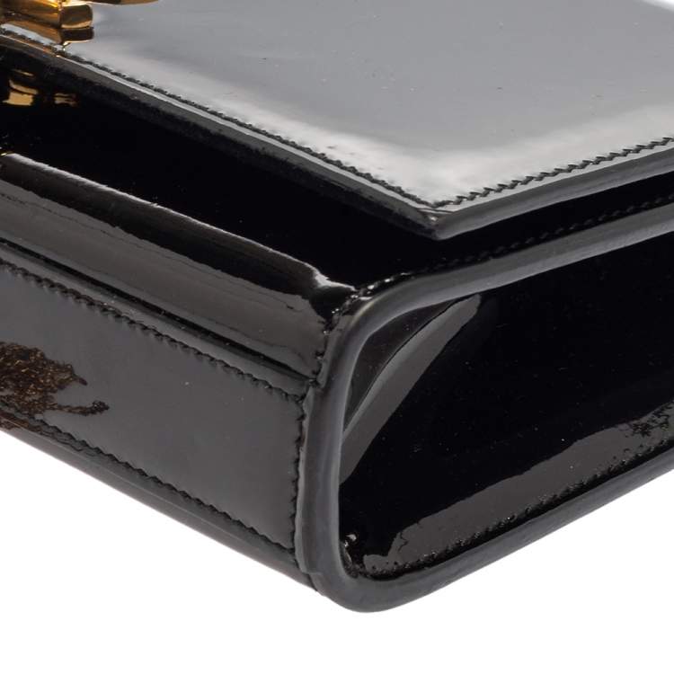 Pre Owned Saint Laurent Black Patent Leather Small Kate Tassel Crossbody Bag