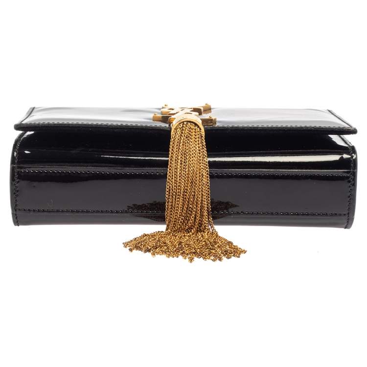 Pre Owned Saint Laurent Black Patent Leather Small Kate Tassel Crossbody Bag