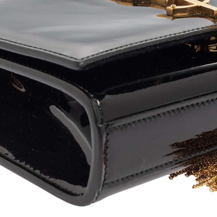 Pre Owned Saint Laurent Black Patent Leather Small Kate Tassel Crossbody Bag