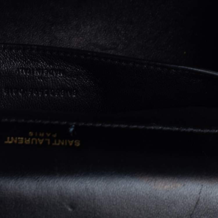 Pre Owned Saint Laurent Black Patent Leather Large Monogram Vicky Shoulder Bag