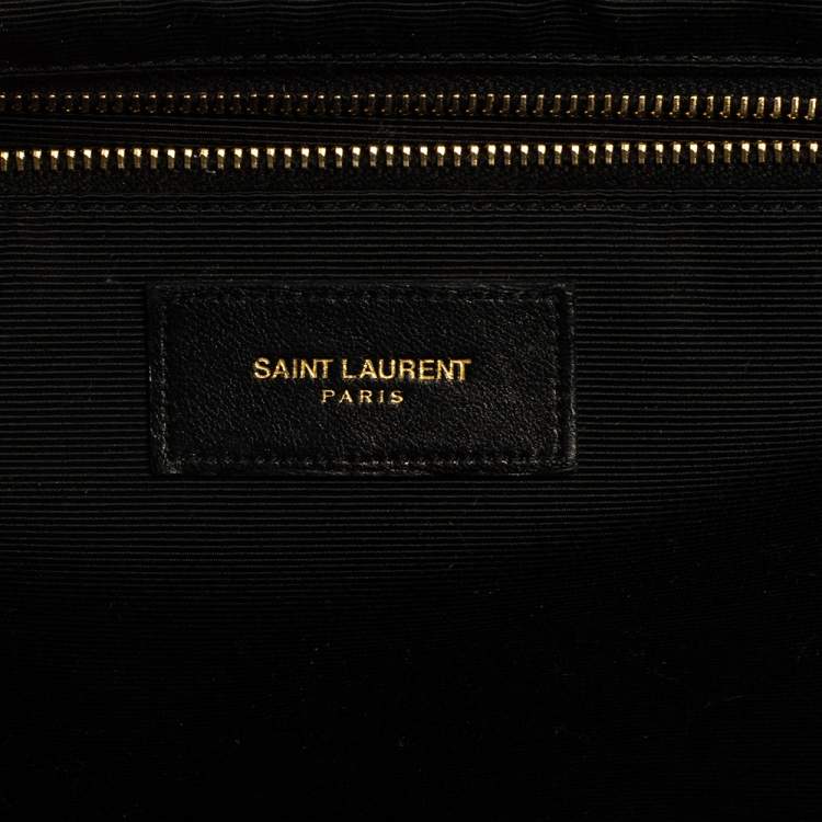 Pre Owned Saint Laurent Black Chevron Quilted Leather Monogram Envelope Shoulder Bag