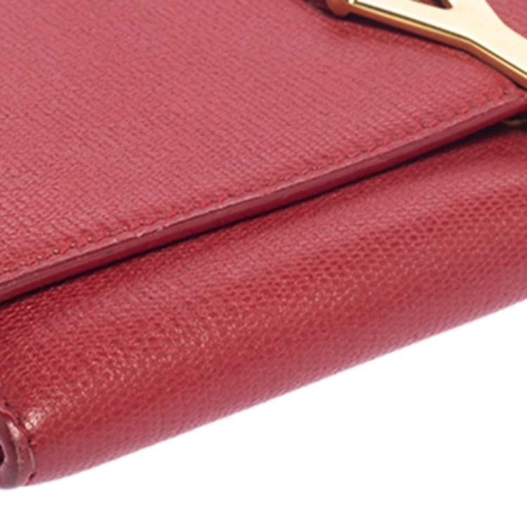 Pre Owned Saint Laurent Red Leather Y-Ligne Continental Wallet