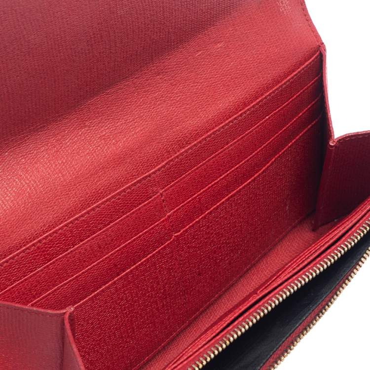 Pre Owned Saint Laurent Red Leather Y-Ligne Continental Wallet