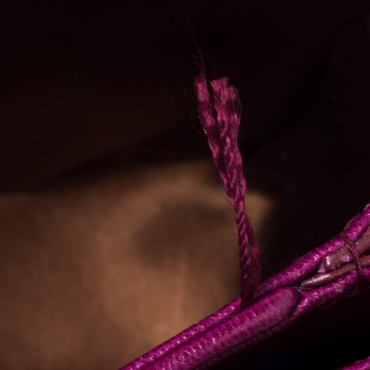 Pre Owned Yves Saint Laurent Purple Leather Ligne Y Crossbody Bag